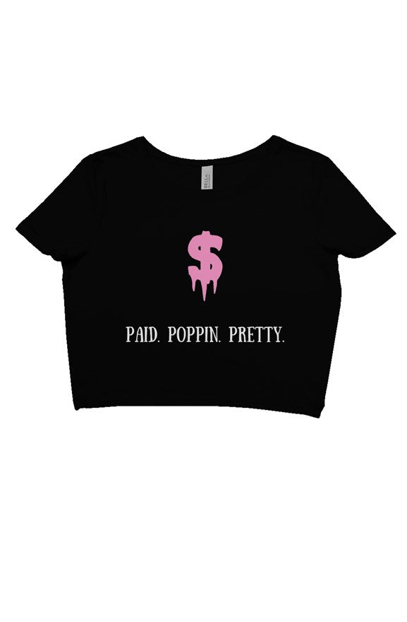 Paid Poppin Pretty Crop Top (Black)